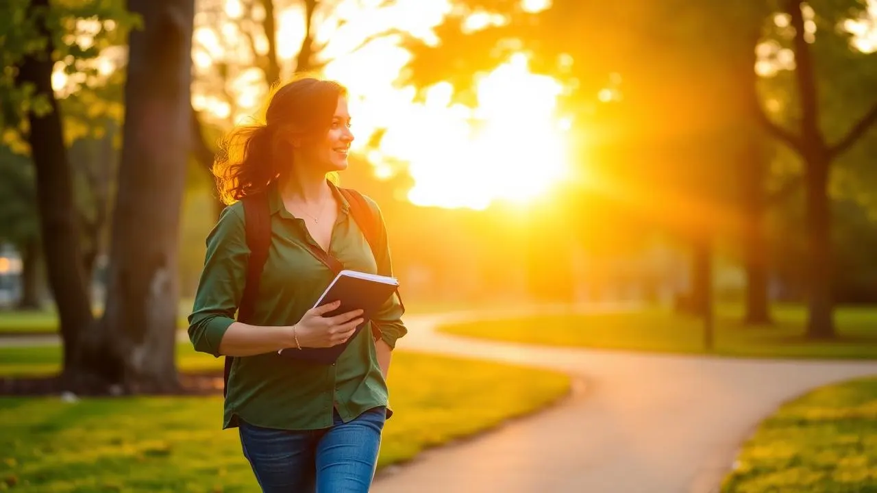 Person walking outdoors at sunrise rebuilding mental stamina